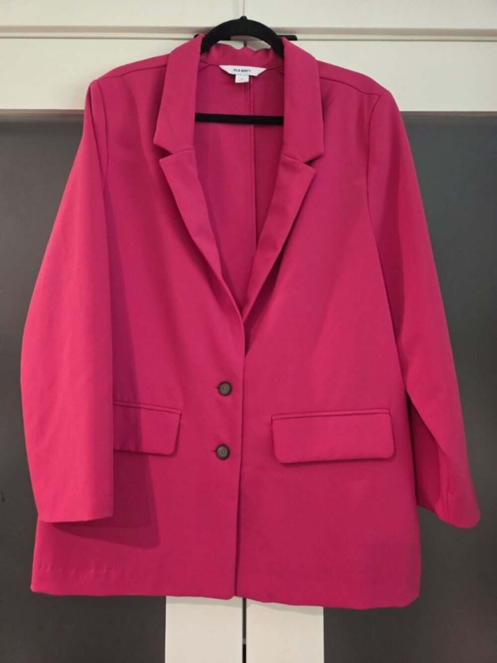 Old Navy Relaxed Unlined Blazer Hot Pink Berryfine Size XL Professional Casual